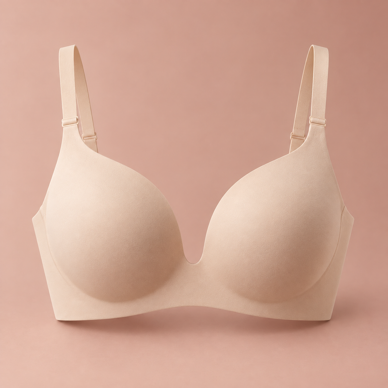 Seamless beige push-up bra