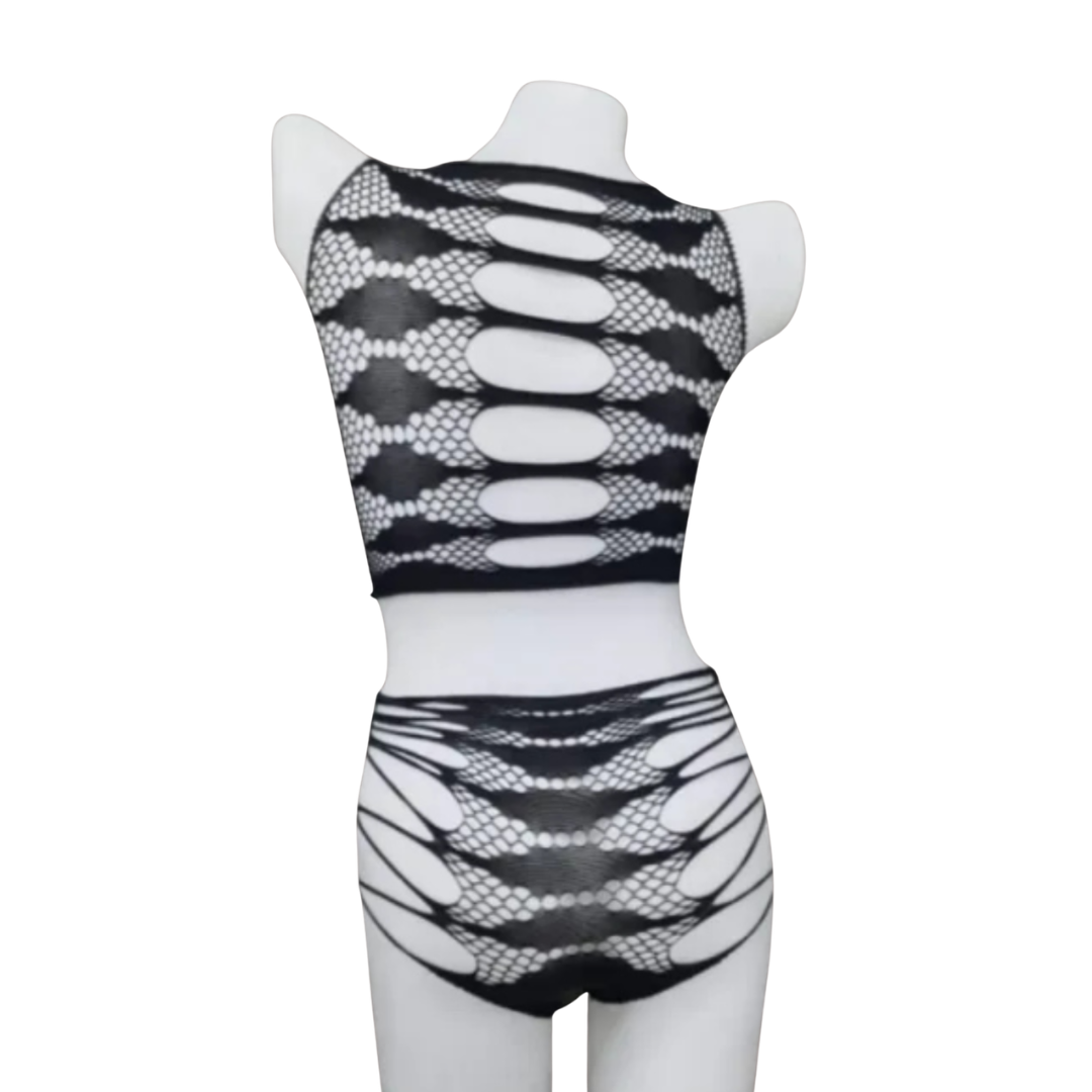 Mesh Body Stocking – Stretch Fit Lingerie (Black)