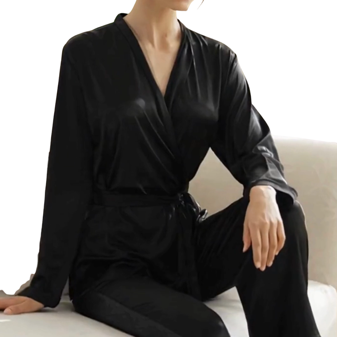 Silk Nightwear – Black & Maroon