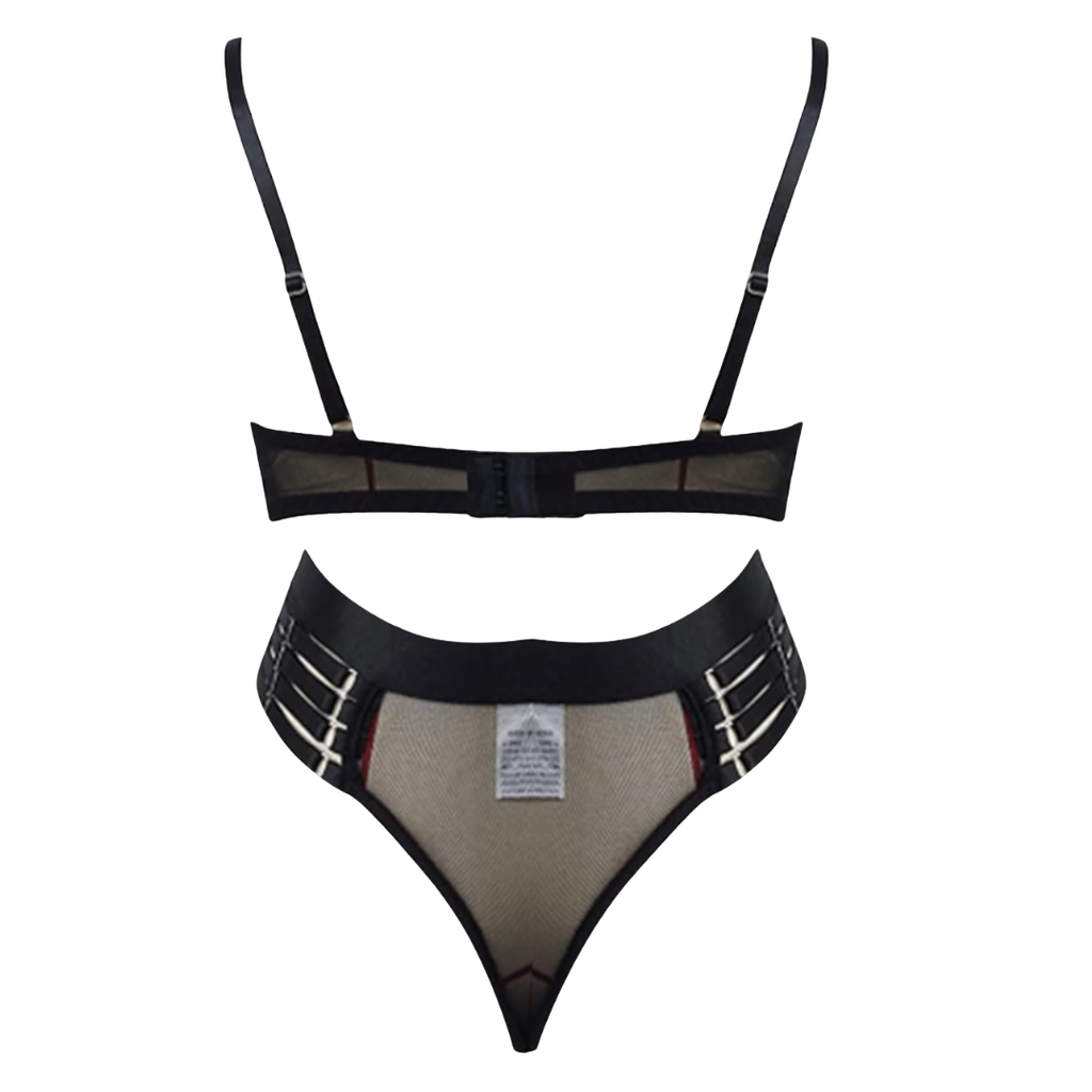 Midnight Cut-Out Sheer Lingerie Set