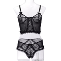 Luxe Sheer Lace Bralette & Brief Set – Mesh Two Piece Sleepwear