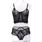 Luxe Sheer Lace Bralette & Brief Set – Mesh Two Piece Sleepwear