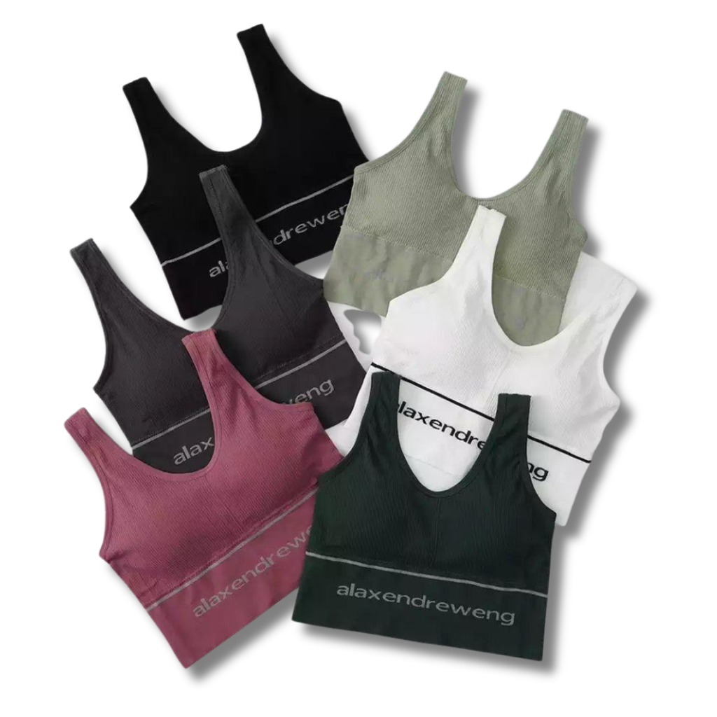 Wide Strap Sports Bra Seamless Ribbed – Alexender Weng