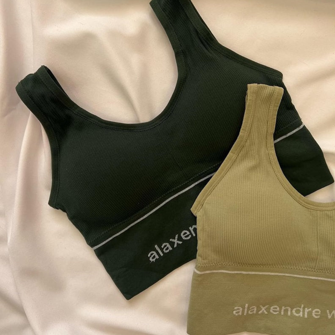 Wide Strap Sports Bra Seamless Ribbed – Alexender Weng