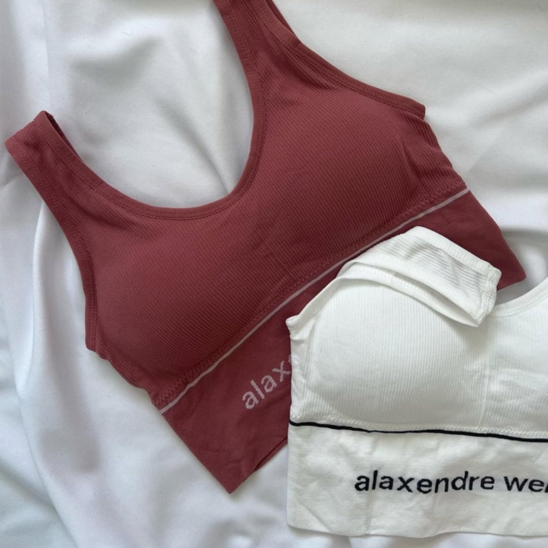 Wide Strap Sports Bra Seamless Ribbed – Alexender Weng