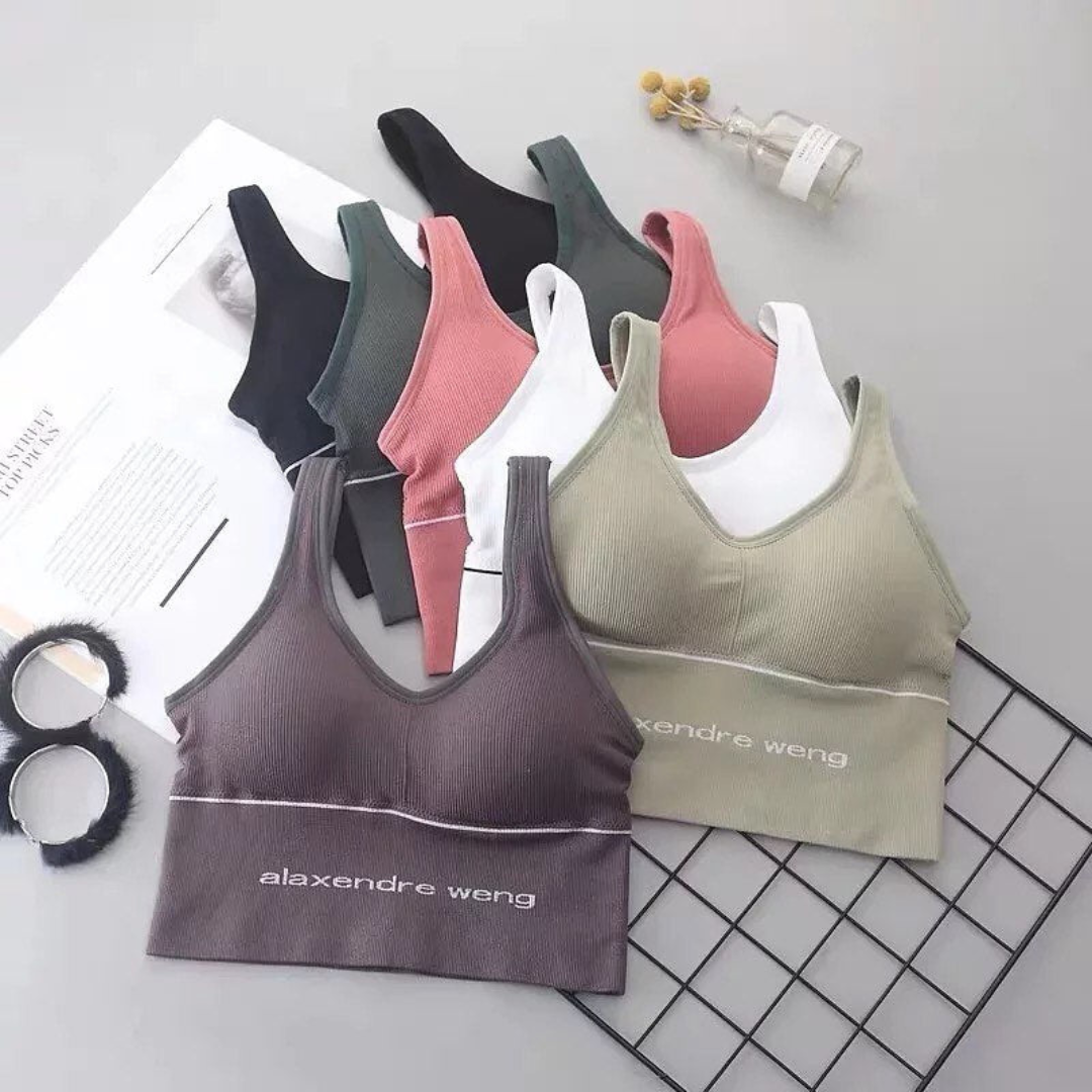 Wide Strap Sports Bra Seamless Ribbed – Alexender Weng