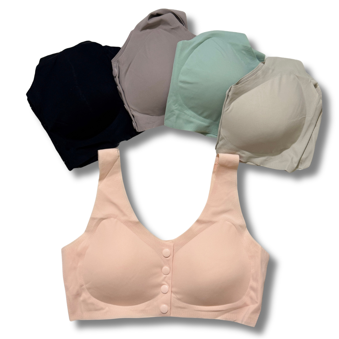 Front Open Seamless Bra Soft Button Comfortable Bra