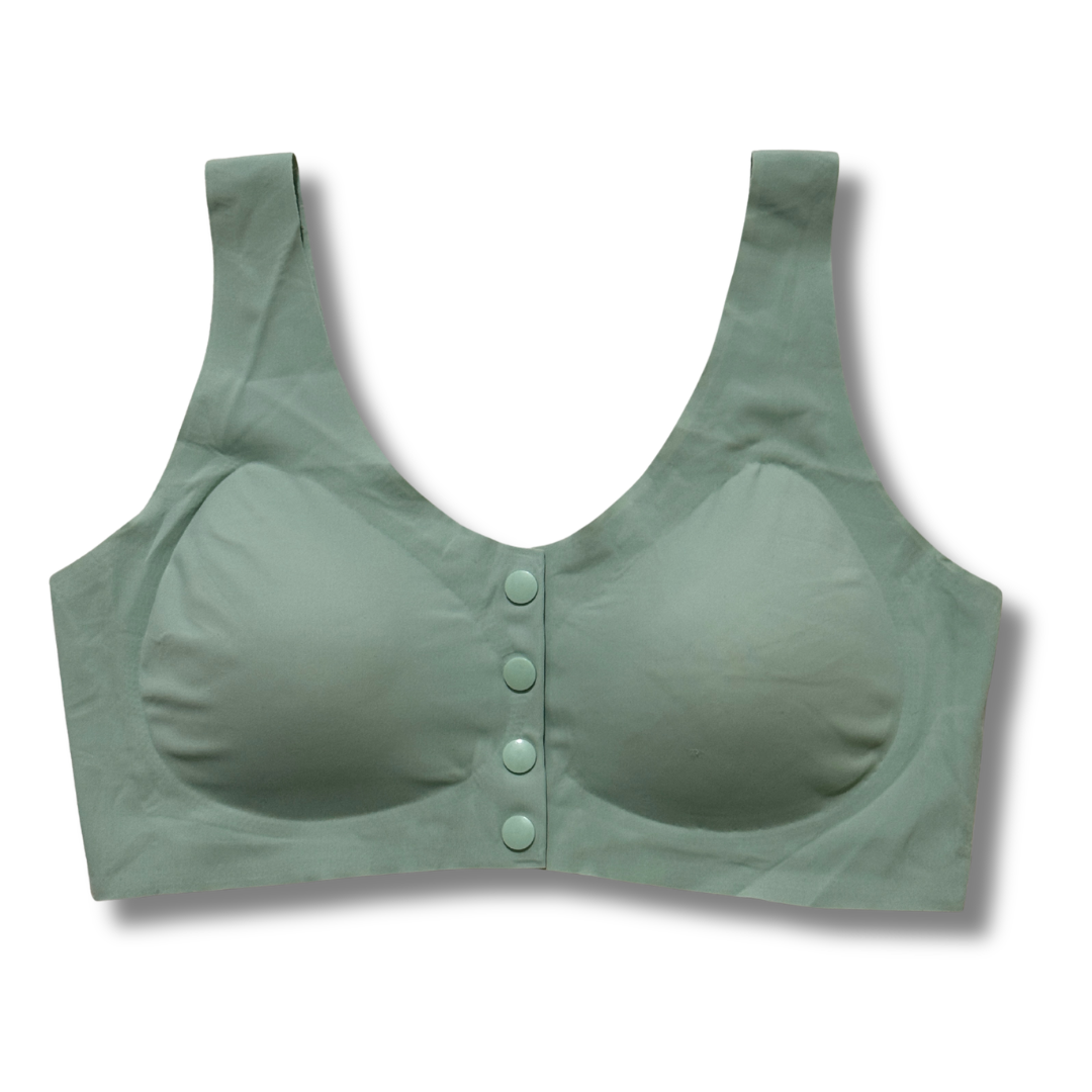 Front Open Seamless Bra Soft Button Comfortable Bra