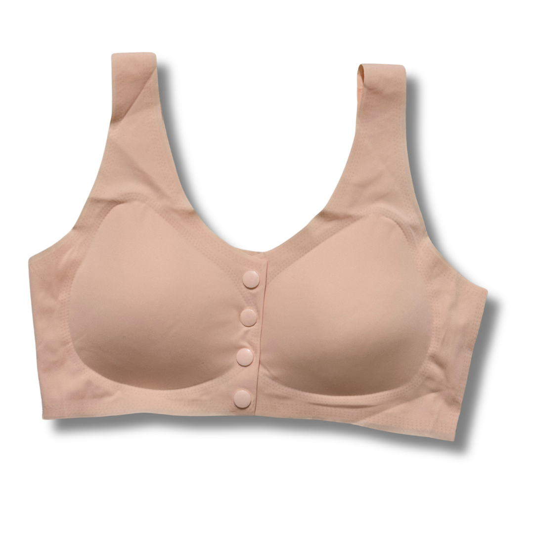 Front Open Seamless Bra Soft Button Comfortable Bra