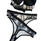 Snake Print Strappy Triangle Bra & Panty Set