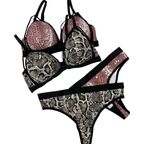 Snake Print Strappy Triangle Bra & Panty Set