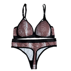 Snake Print Strappy Triangle Bra & Panty Set
