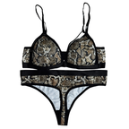 Snake Print Strappy Triangle Bra & Panty Set