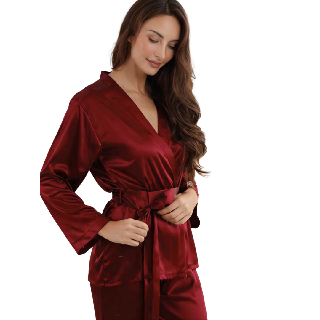 Silk Nightwear – Black & Maroon