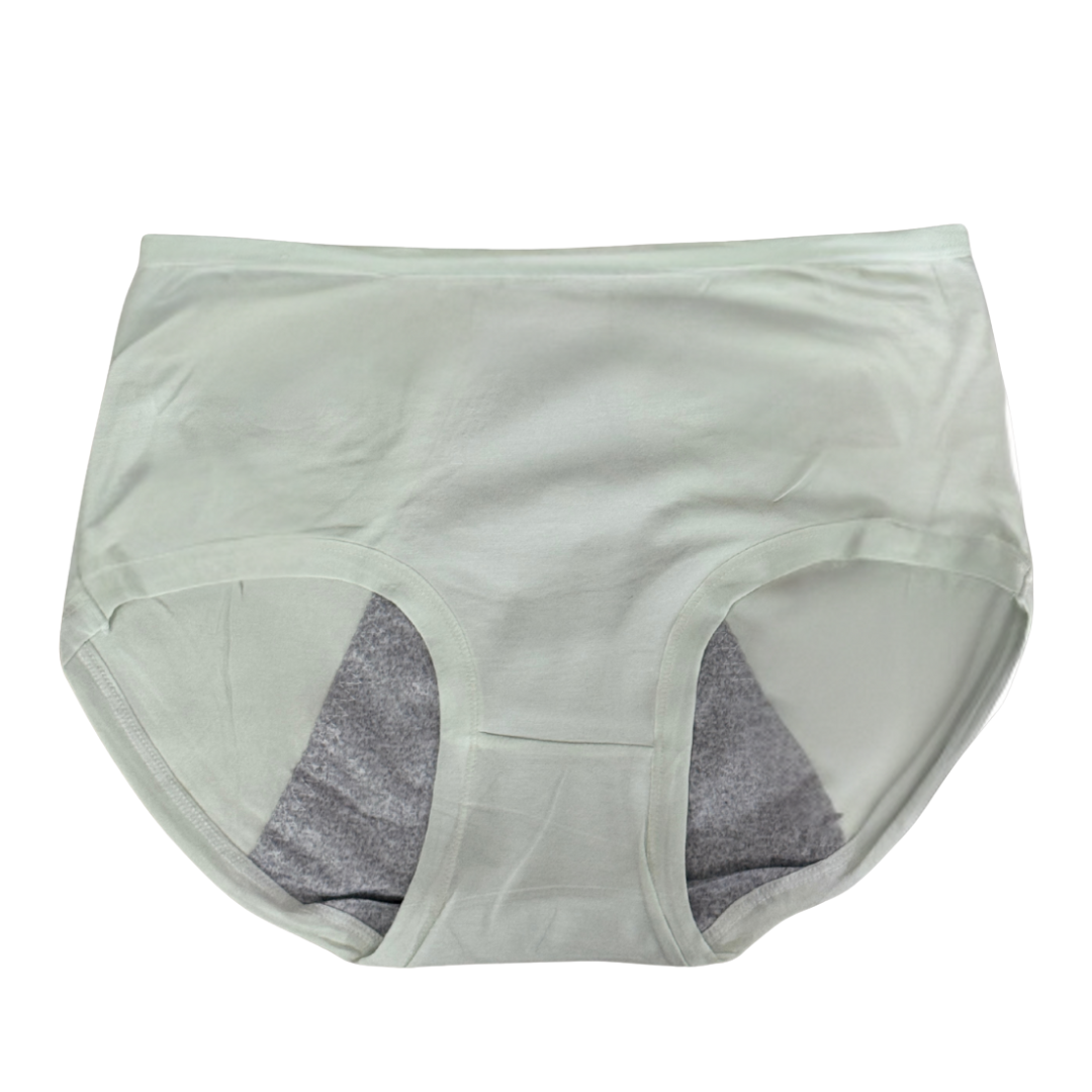 Double layered leak-proof period underwear in light green