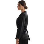 Silk fabric detail on black nightwear