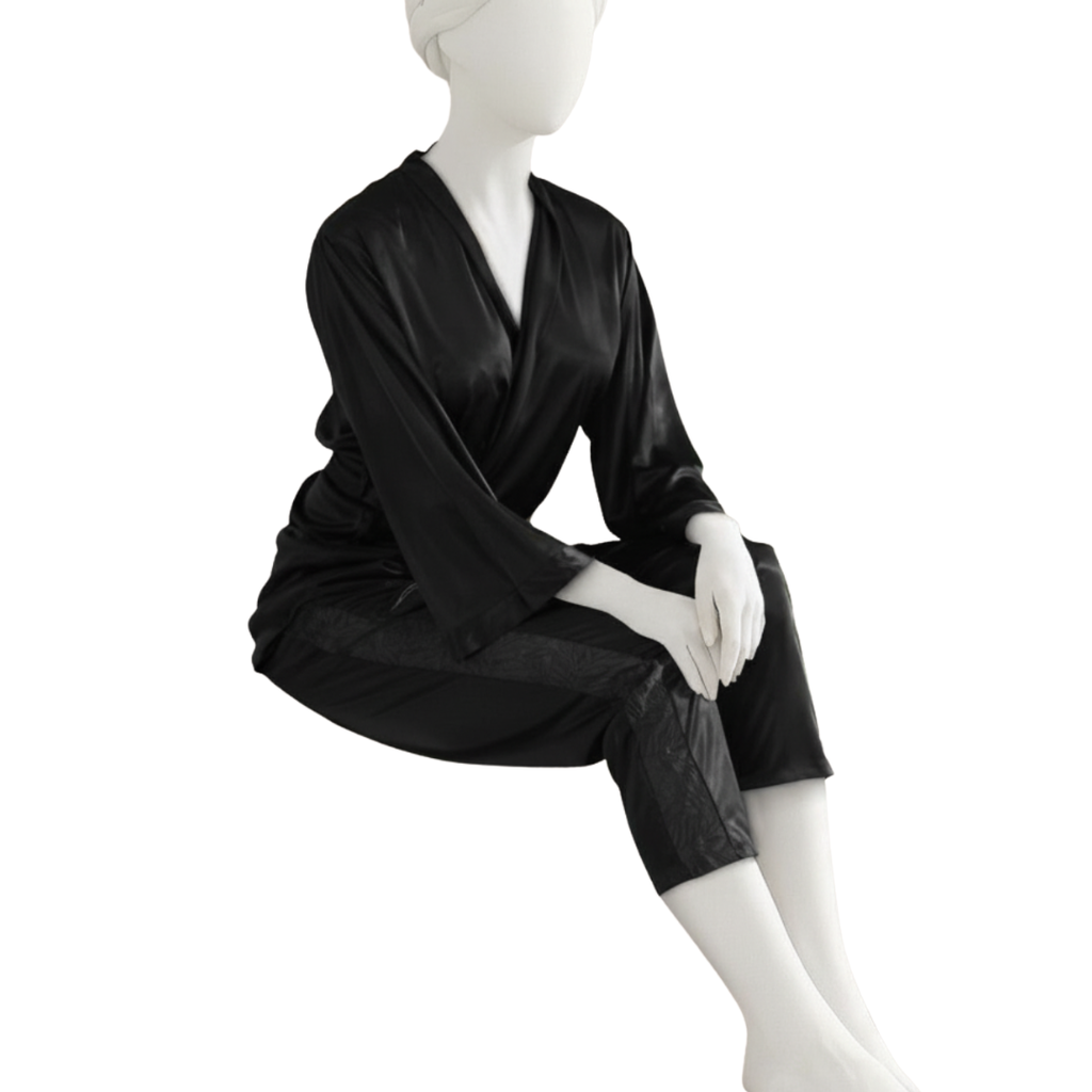 Black silk nightwear for women