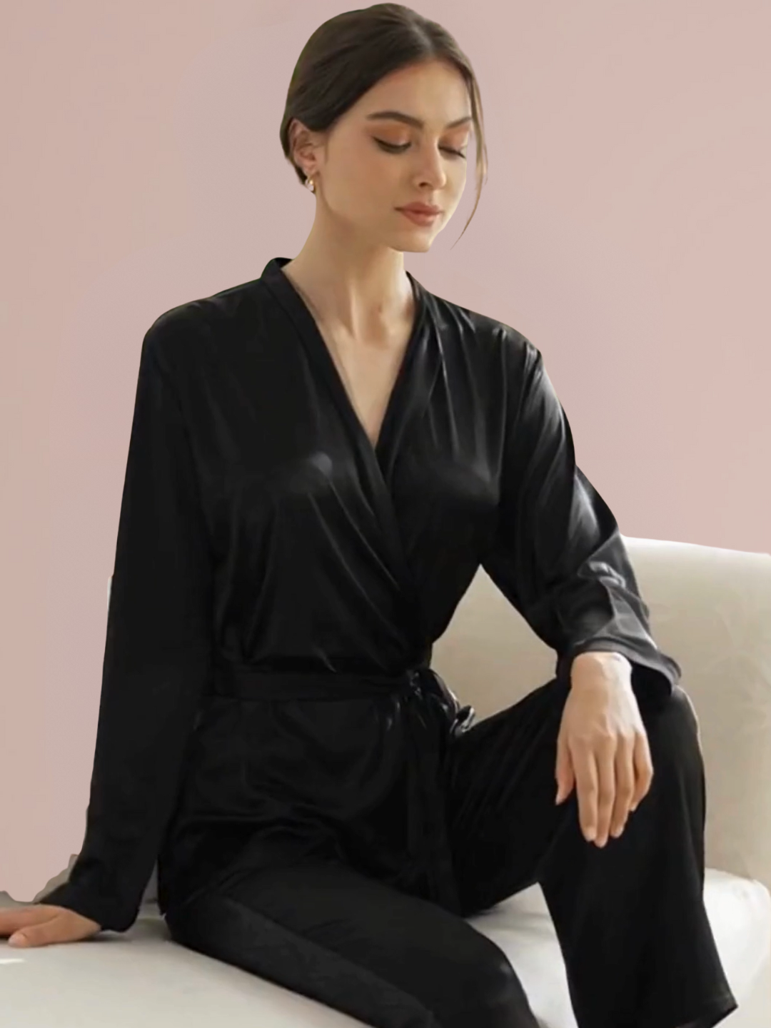 Silk Nightwear – Black & Maroon - Image 5