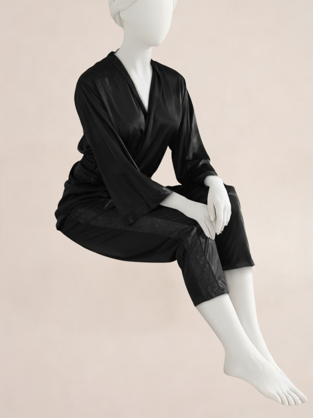 Silk Nightwear – Black & Maroon - Image 6