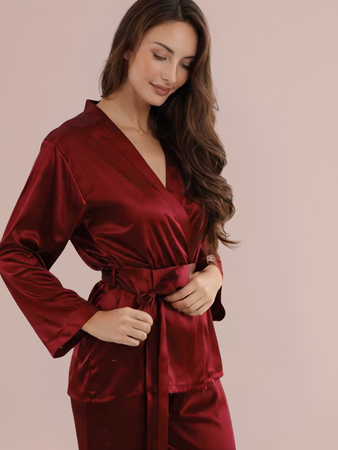 Silk Nightwear – Black & Maroon - Image 2