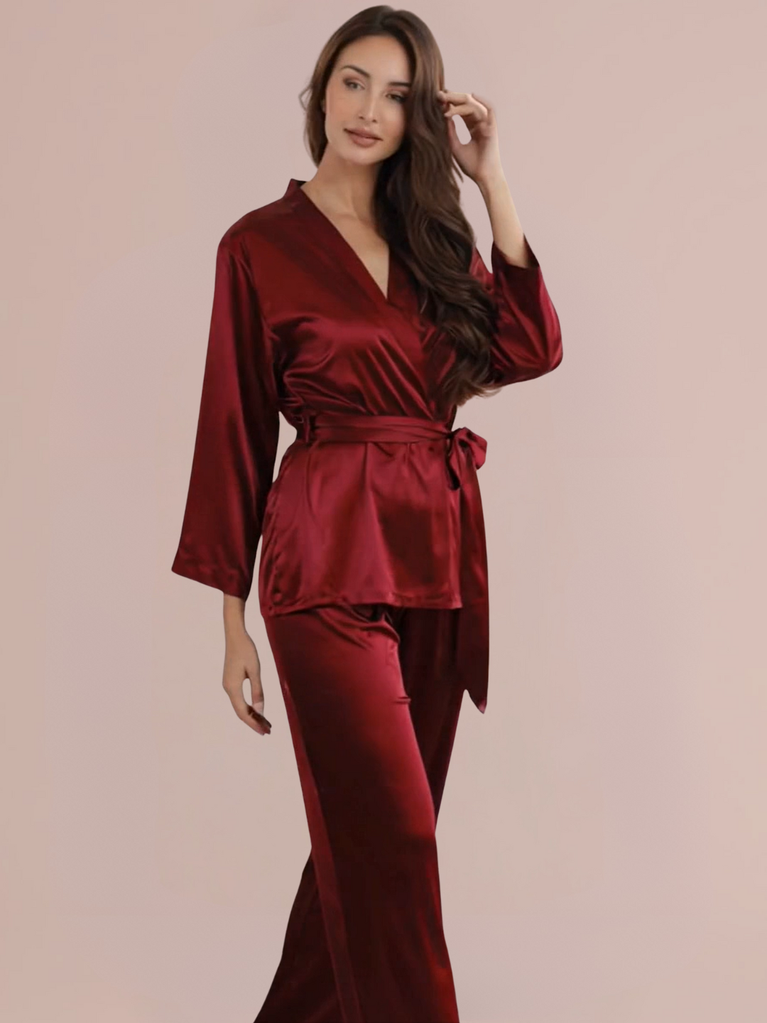 Silk Nightwear – Black & Maroon - Image 3