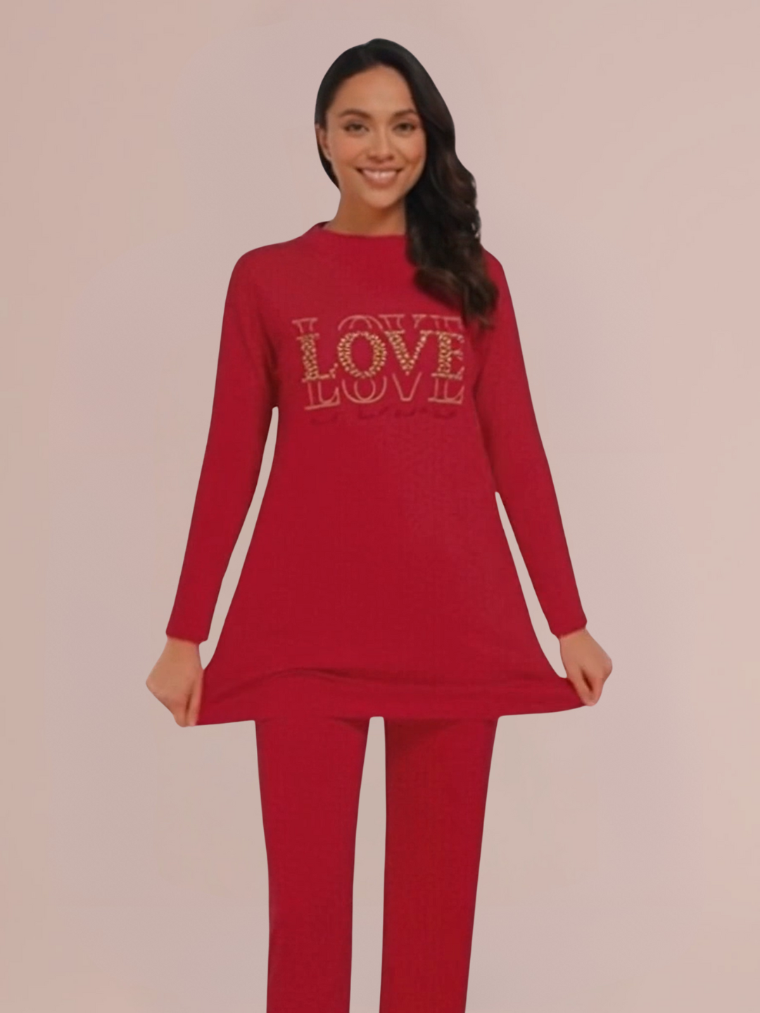 Winter Wear Pajama Suit – Red - Image 2