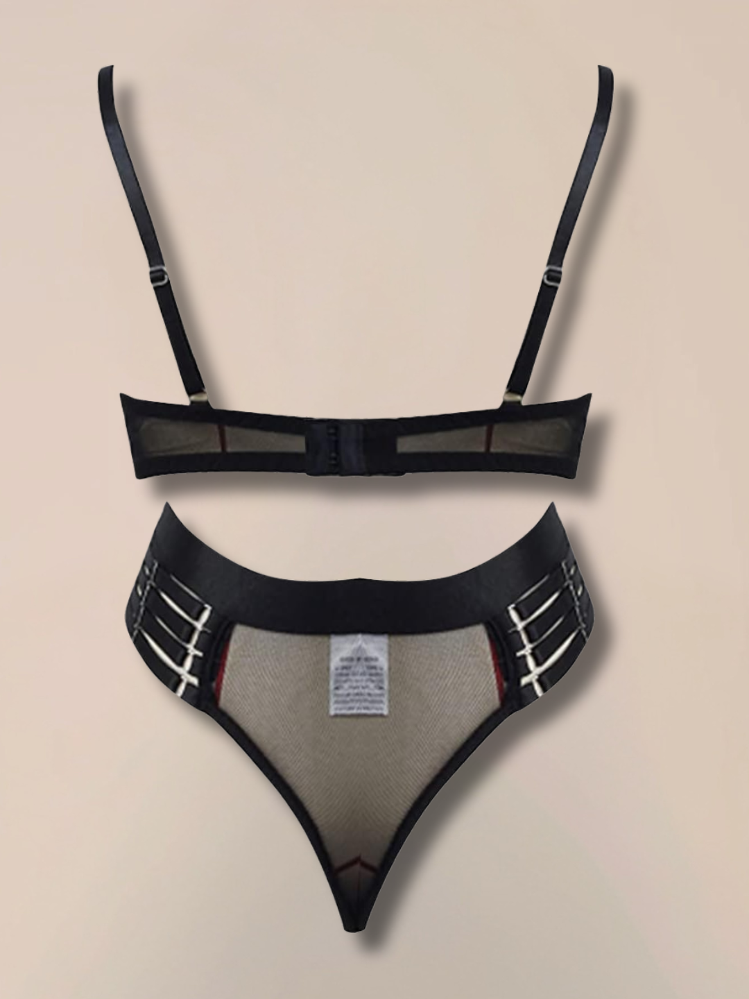 Midnight Cut-Out Sheer Lingerie Set - Image 2